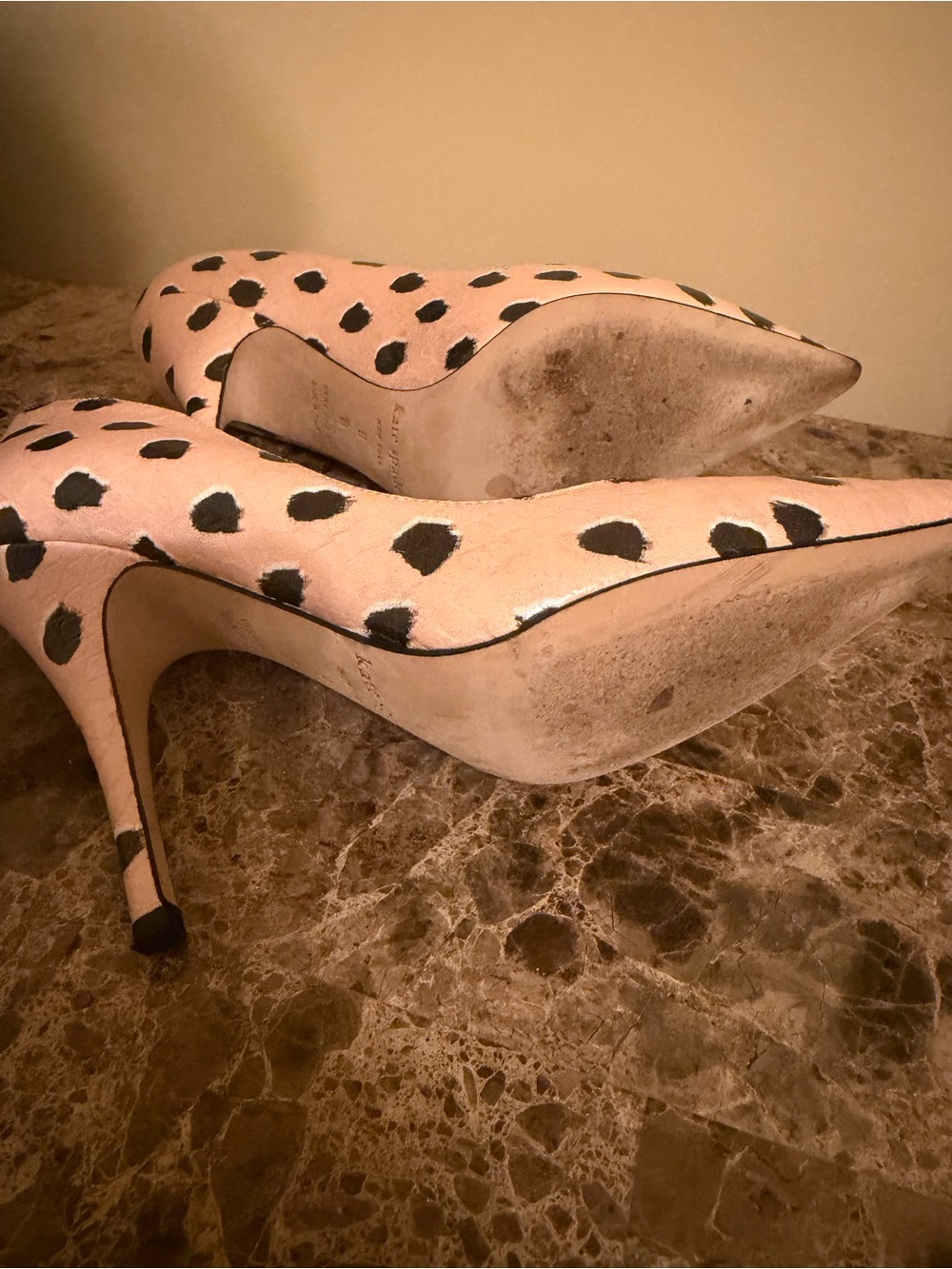 kate spade Peach & Black Leopard-Spot Pointed Toe Pumps - Picture 7 of 9